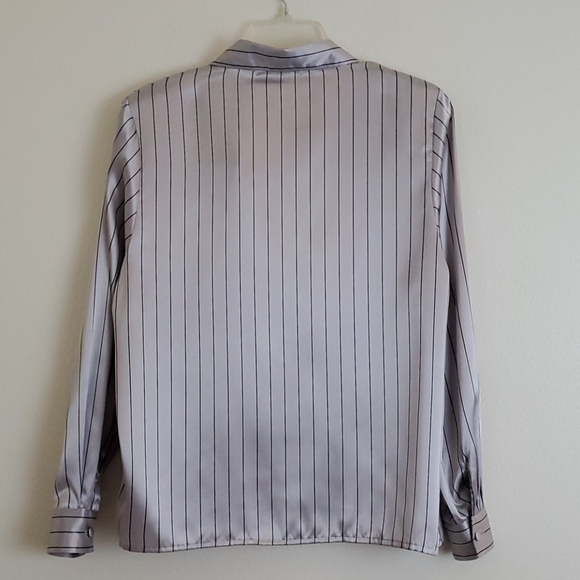 Yves St Claire Satin Silver Stripe Blouse 12P - Picture 11 of 11